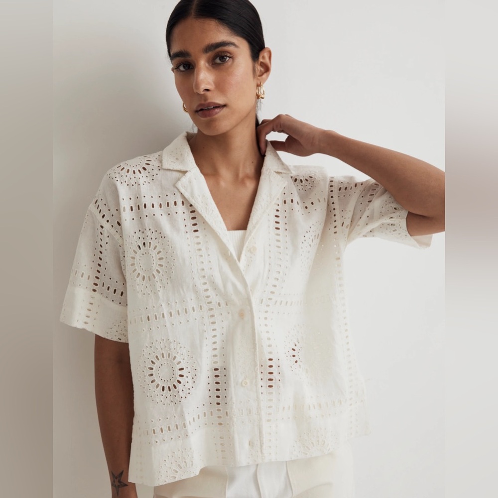 NWT Elegant White Eyelet Blouse